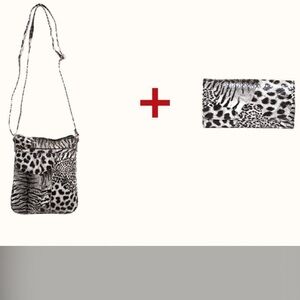 Leopard Print Crossbody and Clutch Set